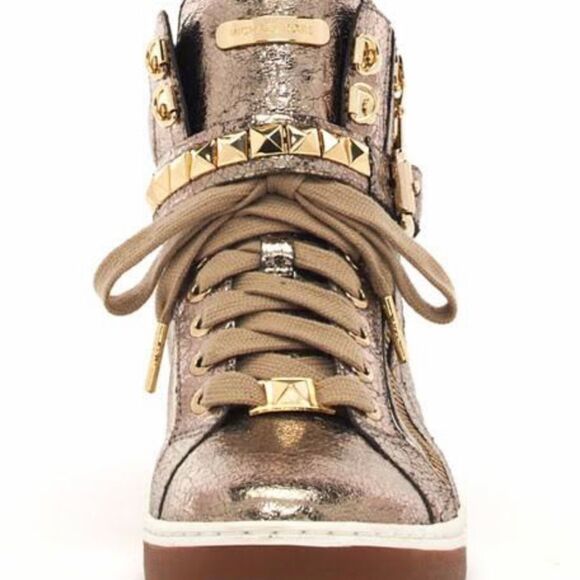 Authentic Michael Kors Gold Sneakers Officially Sold Out Genuine Leather‎ Y2K - Picture 3 of 7